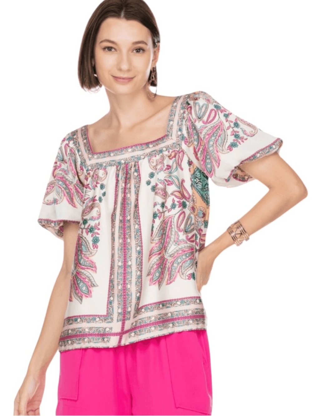 Joy Joy SCARF PRINT TOP Blouse size xs women’s